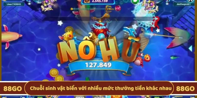 Chuỗi sinh vật biển với nhiều mức thưởng tiền khác nhau