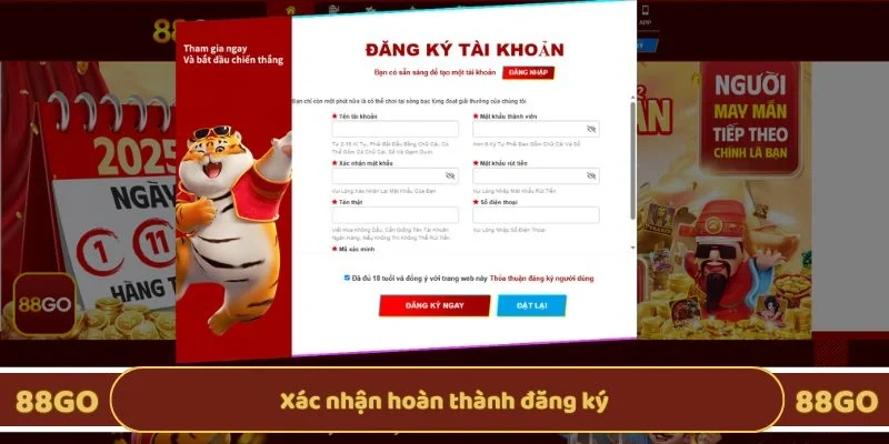 Xác nhận hoàn thành đăng ký 